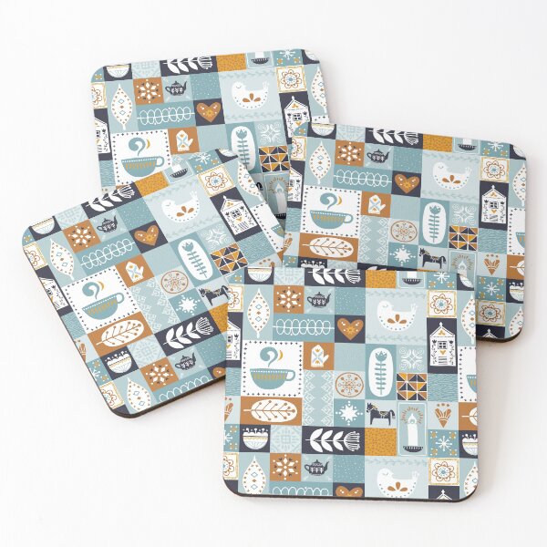 Item preview, Hyggelig squares - blue & mustard designed and sold by movezerb.