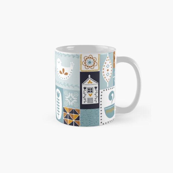Hyggelig squares - blue & mustard Classic Mug