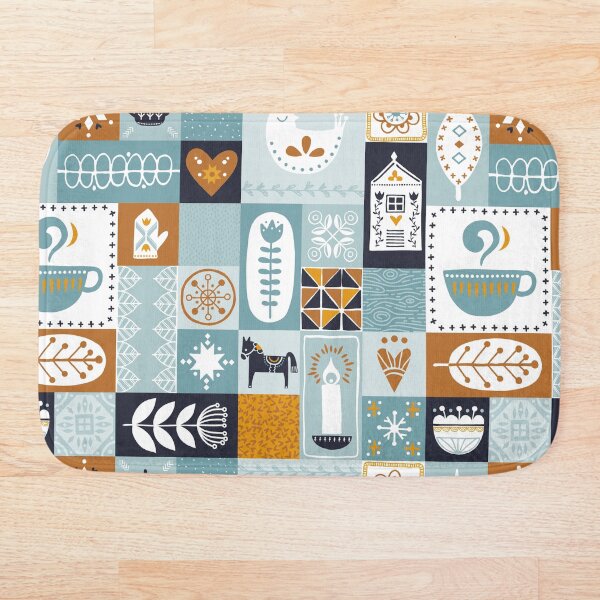 Item preview, Hyggelig squares - blue & mustard designed and sold by movezerb.