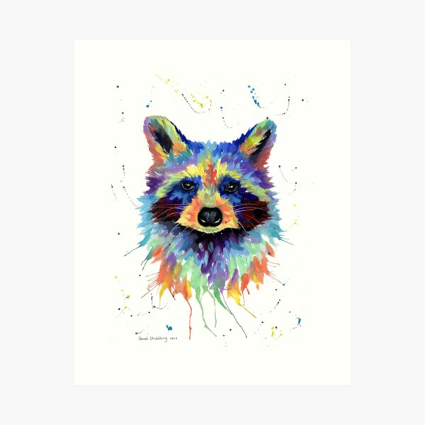 Item preview, Multicolour Raccoon by Sarah Stribbling designed and sold by sarahstribb.