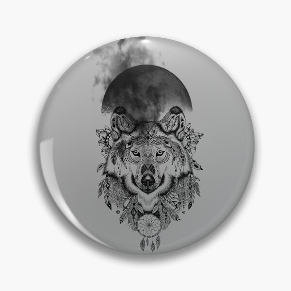 Item preview, gray wolf on moon designed and sold by khalifadahmane.