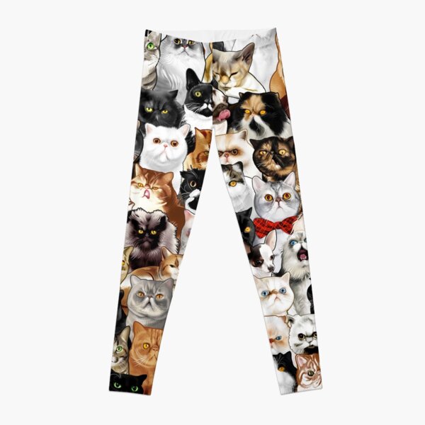 Whimsical Cat Inspired Printed Camo Leggings