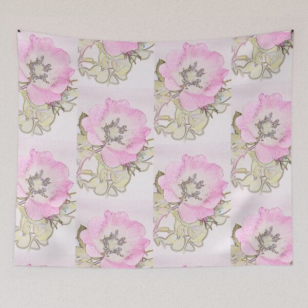 Item preview, Brier rose, pink pen and ink style designed and sold by Latch Farm  Studios.