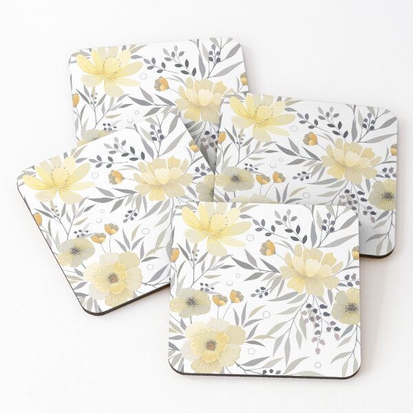 Item preview, Modern Print Floral, Yellow, Gray and White designed and sold by meggydesigns.