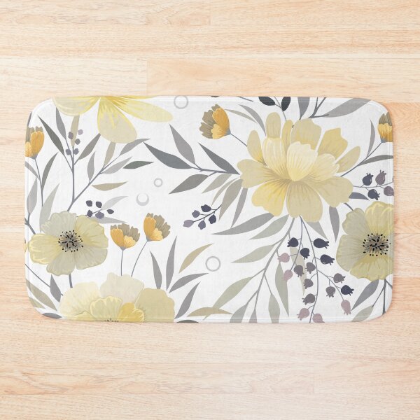 Item preview, Modern Print Floral, Yellow, Gray and White designed and sold by meggydesigns.