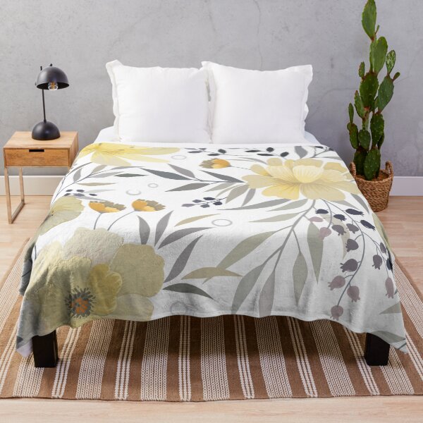 Item preview, Modern Print Floral, Yellow, Gray and White designed and sold by meggydesigns.