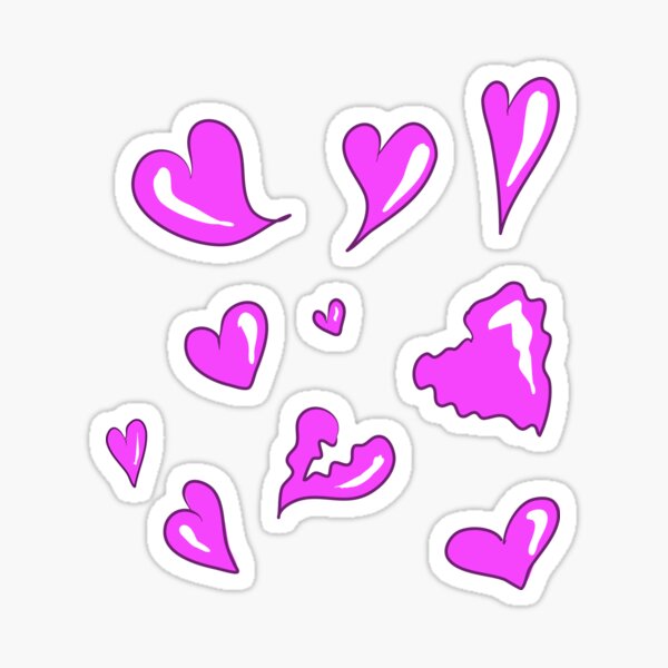 Hearts, love - set from 10 stickers for girls Sticker