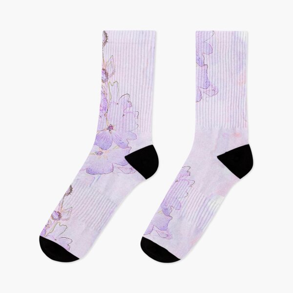 Item preview, Purple mallow flower in soft pink and purple pen and ink style designed and sold by Latch Farm  Studios.