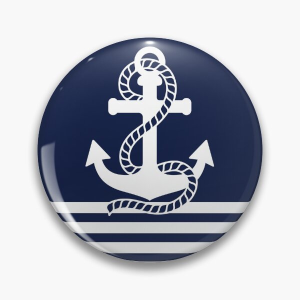 Item preview, Nautical Navy Blue Stripes and White Anchor designed and sold by IoanaHraball.