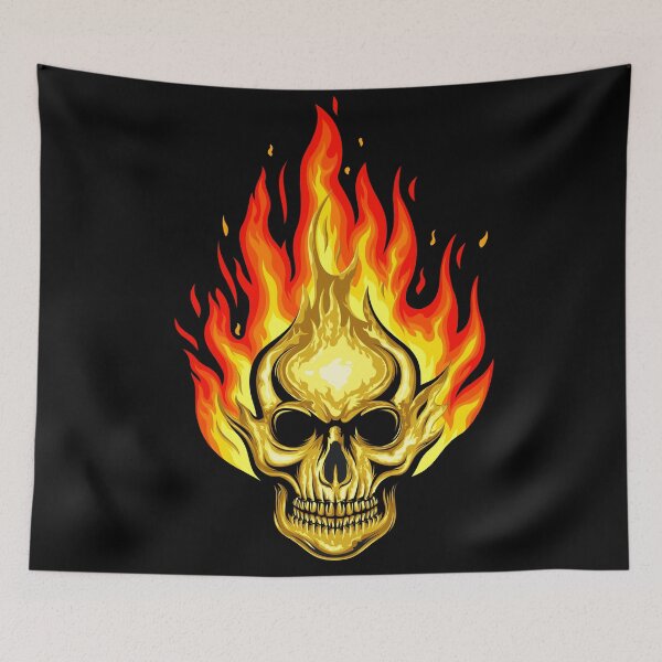 Item preview, Men's Flaming Skull Fire Black Tattoo Biker Cool Mens Womens Women's Fire Skulls designed and sold by DESTINATIONS DECAL.