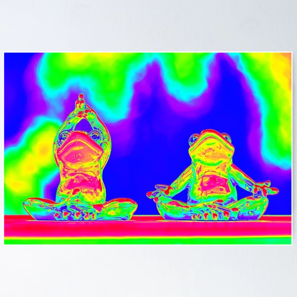 Yoga Frogs, 11×17″ Signed Digital Art Print Poster - Weyakin Designs