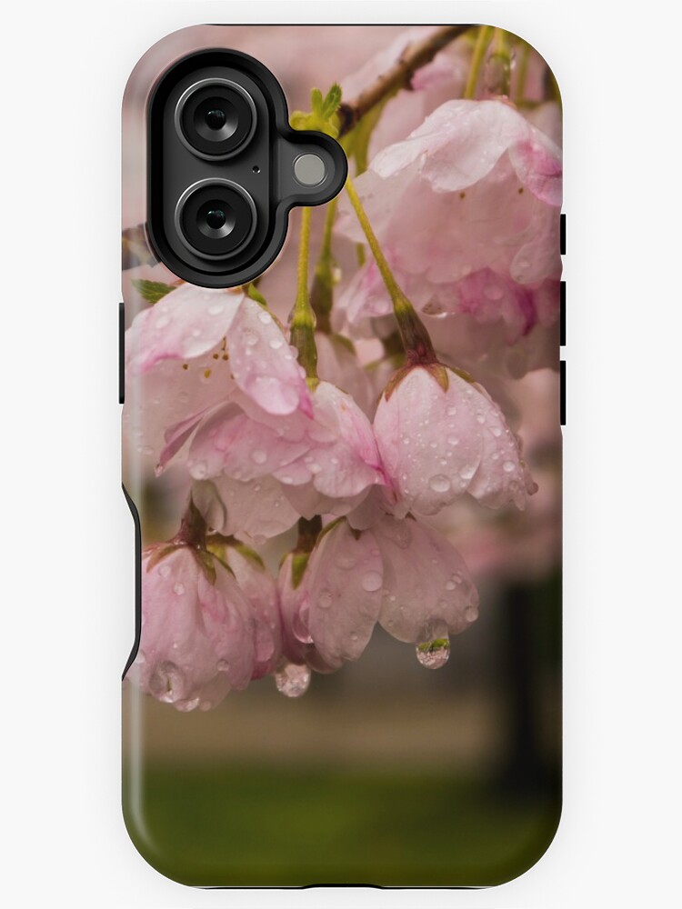 Thumbnail 1 of 4, iPhone Case, Cherry Blossoms and Rain Drops designed and sold by raetucker.