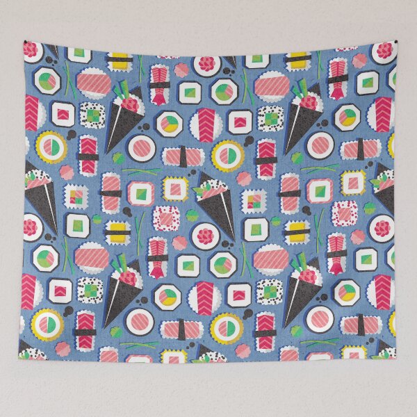 Item preview, Paper cut geo sushi // blue background designed and sold by SelmaCardoso.