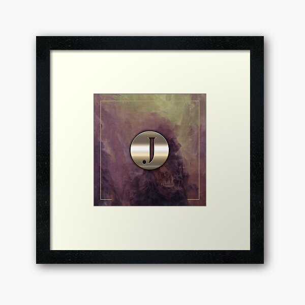 J Metal Monogram Purple Brush Strokes Framed Art Print