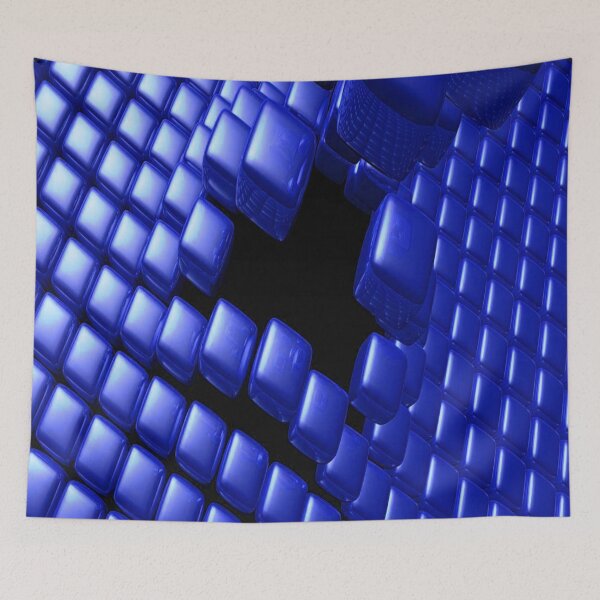Aperçu de l'œuvre Cubes 3D nacrés bleus créée et vendue par mwagie.
