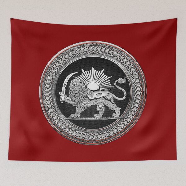 Item preview, Silver Persian Lion and Sun over Red Velvet designed and sold by Serge Averbukh Art Studio.