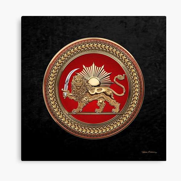 Item preview, Gold Persian Lion and Sun over Black Velvet designed and sold by Serge Averbukh Art Studio.