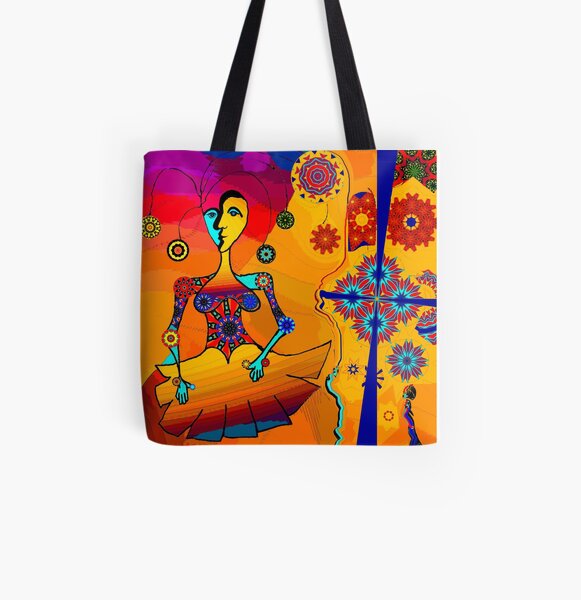 Girl With Kaleidoscope Eyes All Over Print Tote Bag