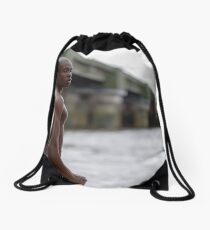 Physique on the Thames at Low Tide with Mandels Drawstring Bag