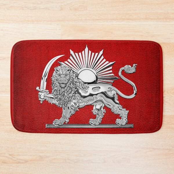 Item preview, Silver Persian Lion and Sun over Red Leather designed and sold by Serge Averbukh Art Studio.