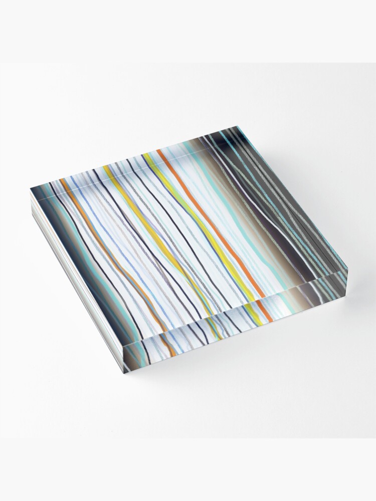 Thumbnail 3 of 5, Acrylic Block, Blue and white stripes blue and white stripes designed and sold by rupydetequila.