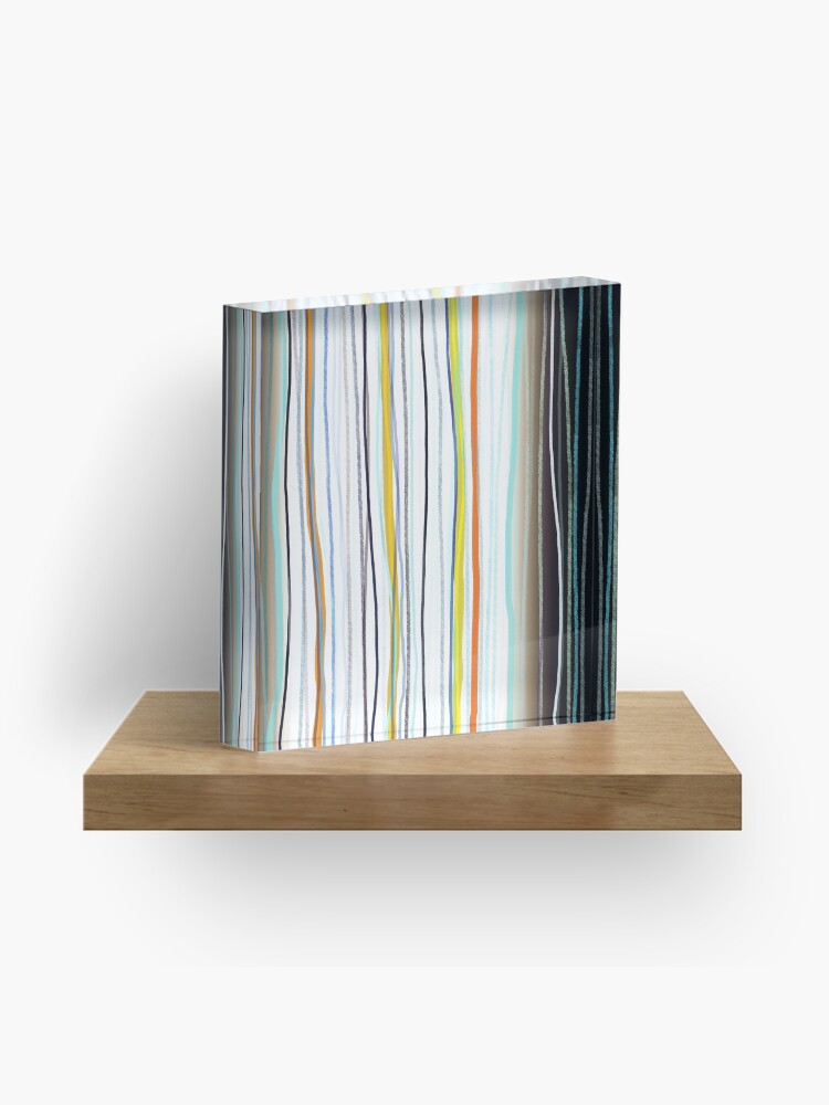 Thumbnail 1 of 5, Acrylic Block, Blue and white stripes blue and white stripes designed and sold by rupydetequila.