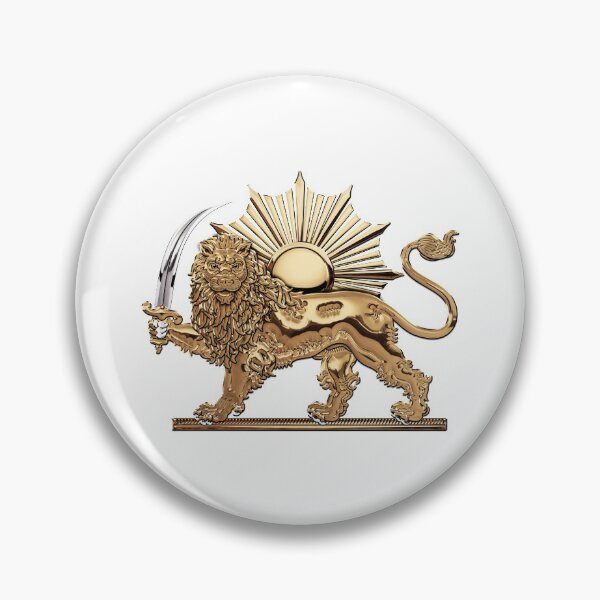 Item preview, Gold Persian Lion and Sun over White Leather designed and sold by Serge Averbukh Art Studio.