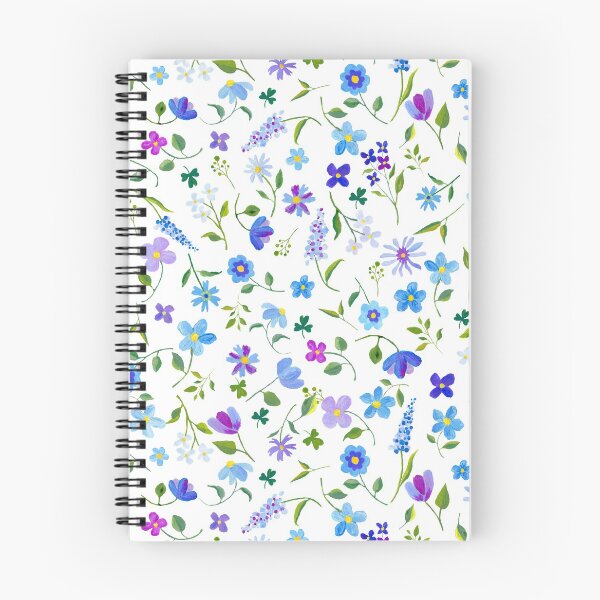 Item preview, blue and purple romantic flowers (large) designed and sold by paint-it-fun.