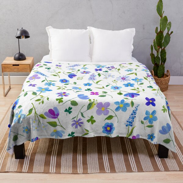 Item preview, blue and purple romantic flowers (large) designed and sold by paint-it-fun.