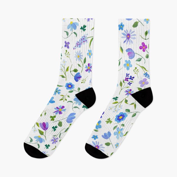 Item preview, blue and purple romantic flowers (large) designed and sold by paint-it-fun.