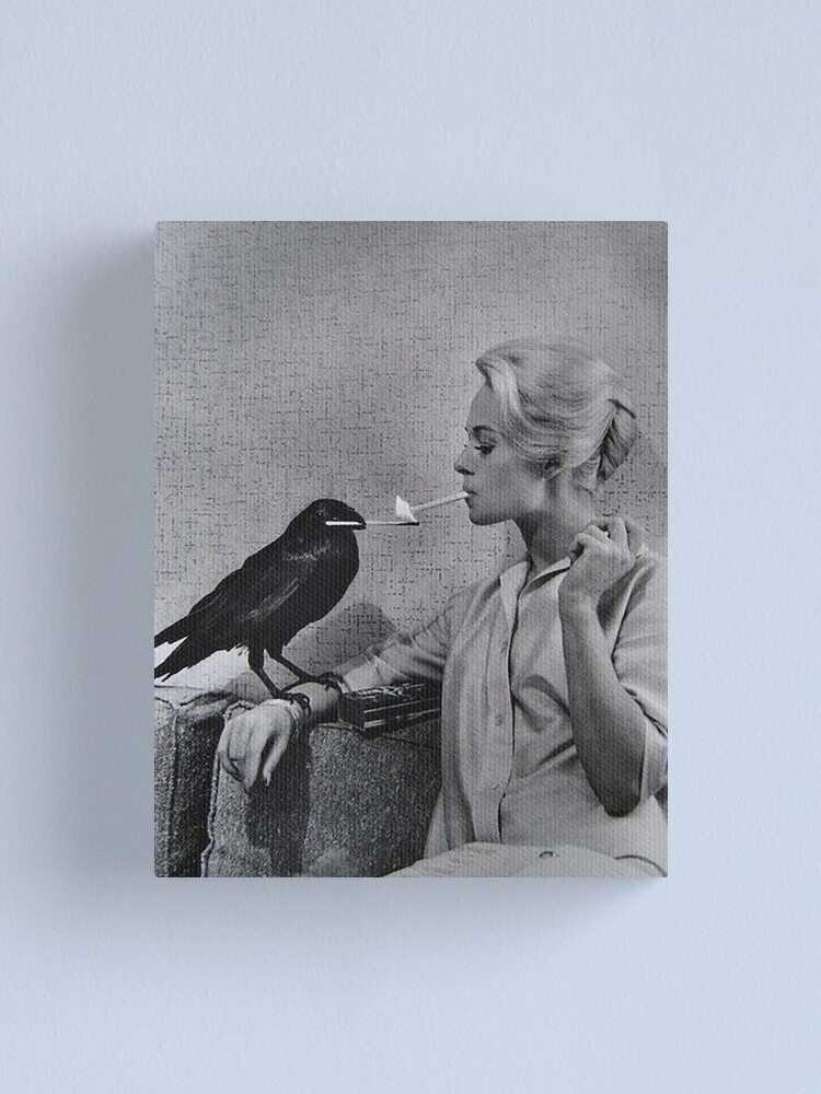 Alternate view of Tippi Hedren having her cigarette lit by a crow on the set of The Birds Canvas Print