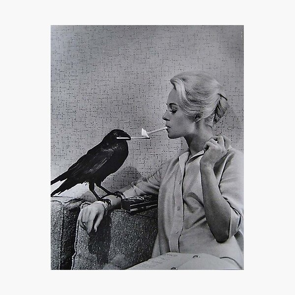 Tippi Hedren having her cigarette lit by a crow on the set of The Birds Photographic Print