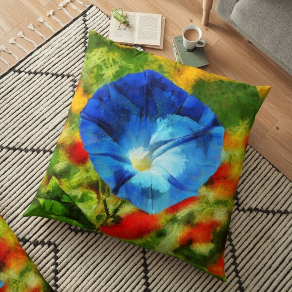 Heavenly Blue Morning Glory Flower to Brighten Your Mood Floor Pillow