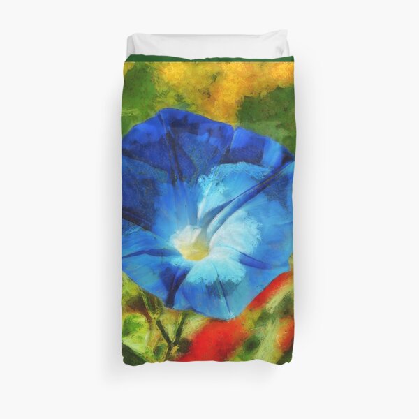 Heavenly Blue Morning Glory Flower to Brighten Your Mood Duvet Cover