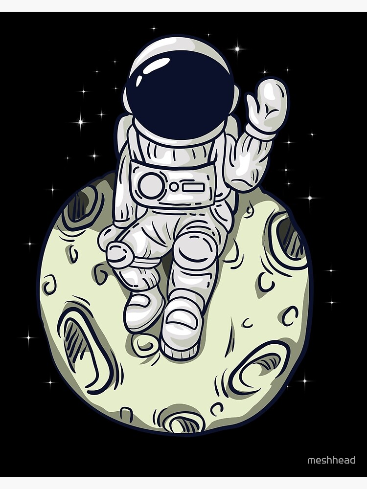 Cartoon astronaut on moon