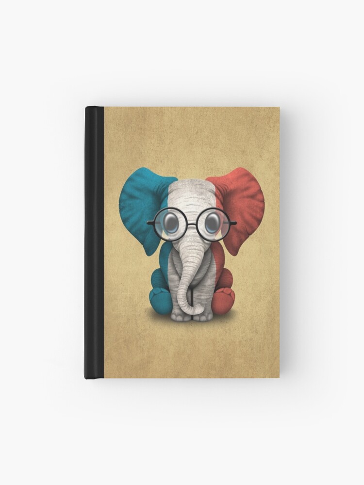 Carnet Cartonne Bebe Elephant Avec Des Lunettes Et Drapeau Francais Par Jeffbartels Redbubble