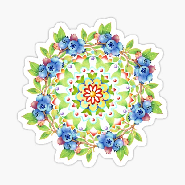 Maine Blueberry Gingham Mandala Sticker