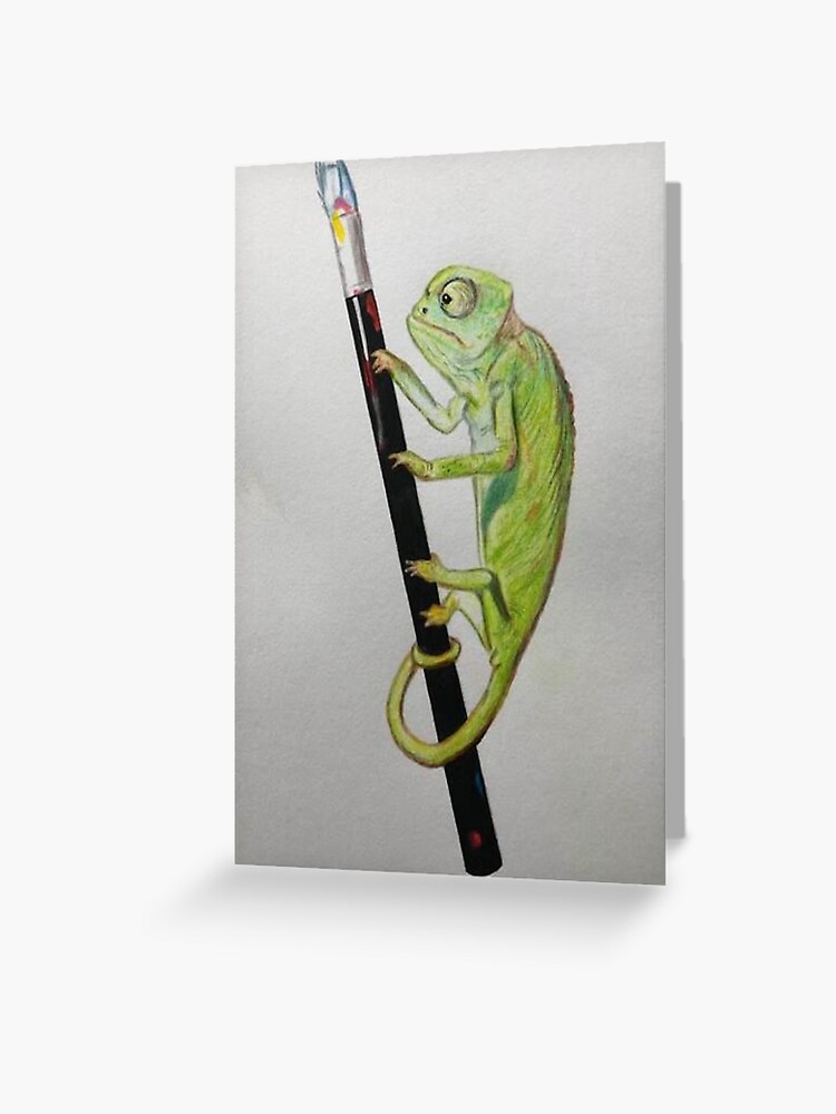 chameleon holding a paintbrush in pencil crayon" Greeting Card for by PaulBenbowArt | Redbubble