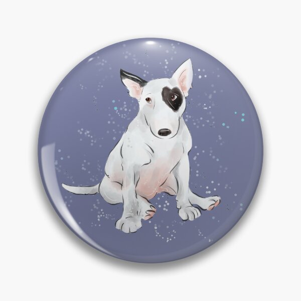 Item preview, English bull Terrier with a heart shaped patch designed and sold by Whimsicolourart.
