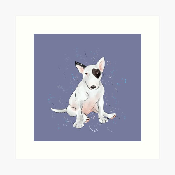 Item preview, English bull Terrier with a heart shaped patch designed and sold by Whimsicolourart.
