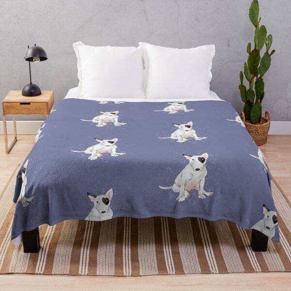 Item preview, English bull Terrier with a heart shaped patch designed and sold by Whimsicolourart.
