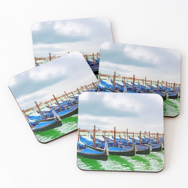 Item preview, Venice, Italy. Empty docked gondolas/ gondole/ gondola boats floating on the Grand Canal designed and sold by debbieannpowell.