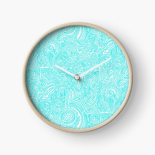 Turquoise Doodle Clock