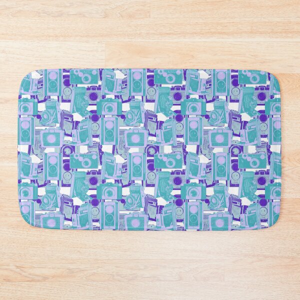 Item preview, Vintage Camera Pattern in Turquoise and Blue designed and sold by Retro Art Factory.