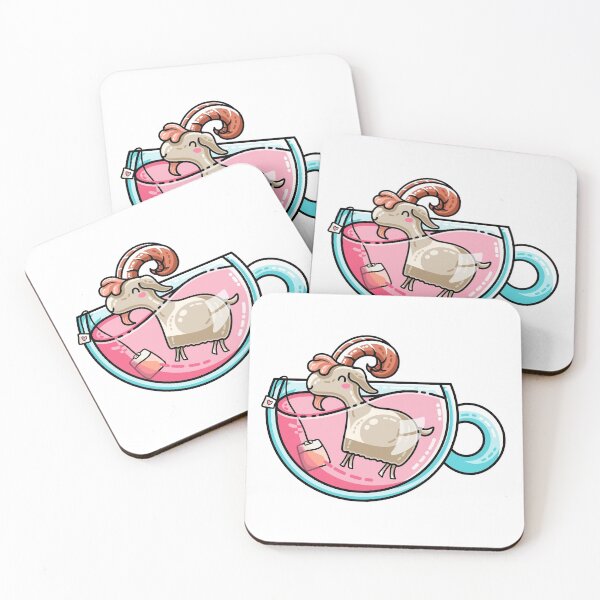 Aperçu de l'œuvre Thé de chèvre Kawaii Cute Tea Goatee Pun créée et vendue par Flaming Imp.