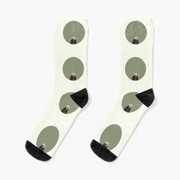 Cute Sea Otter on Sage Green Solid. Minimalist. Clean. Coastal. Adorable Socks