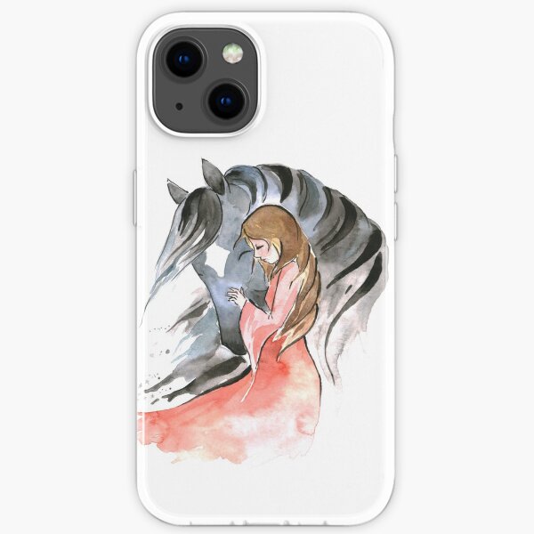 Girl and grey horse iPhone Soft Case