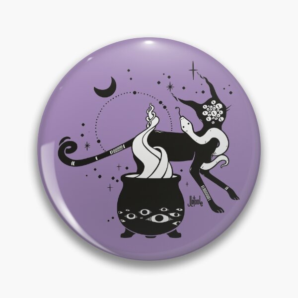 Item preview, Black Cat Witch With Cauldron, Gothic Art designed and sold by cellsdividing.