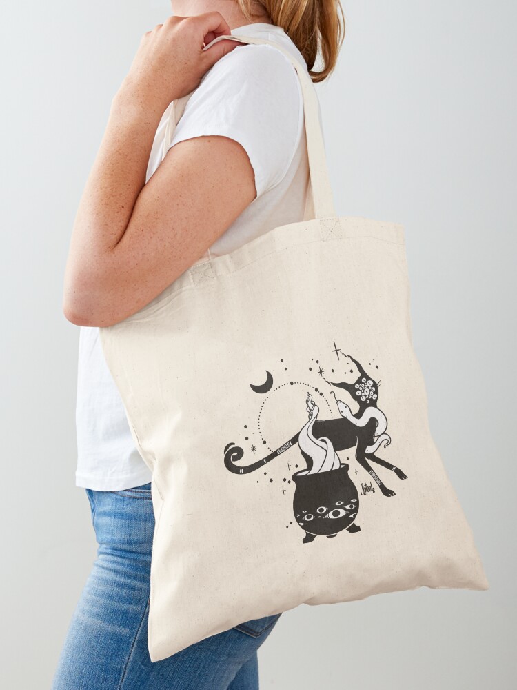 100% Canvas Tote Bag Gothic Witchy Skulls & Witchcraft 