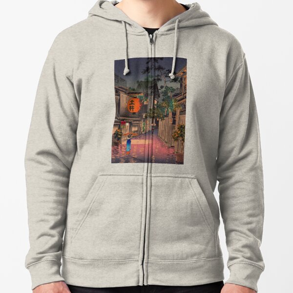 Night Street Rain Zipped Hoodie